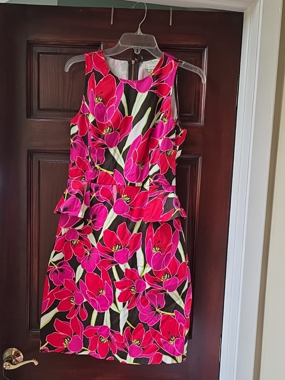 KATE SPADE Pink and Magenta Floral Peplum Dress Size 6